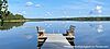 Two benches on a lake river side