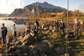 People in a rural landscape